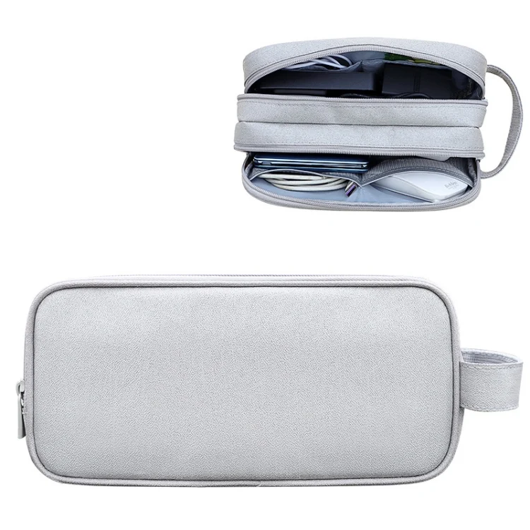 SM09 Double-layer Large Capacity Digital Accessories Storage Bag, Gray, Black, Navy Blue, Dark Gray
