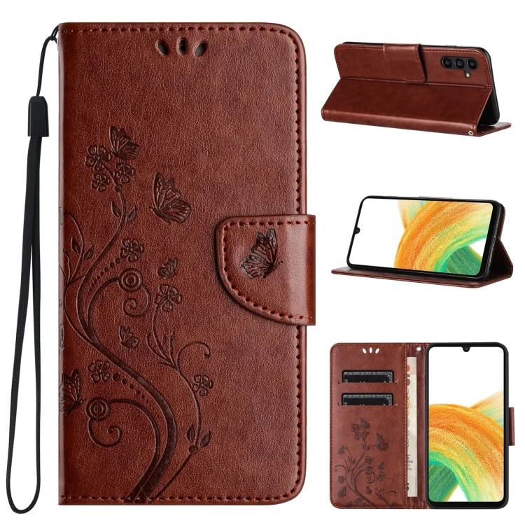 Butterfly Flower Pattern Flip Leather Phone Case, For Samsung Galaxy A55, For Samsung Galaxy A35